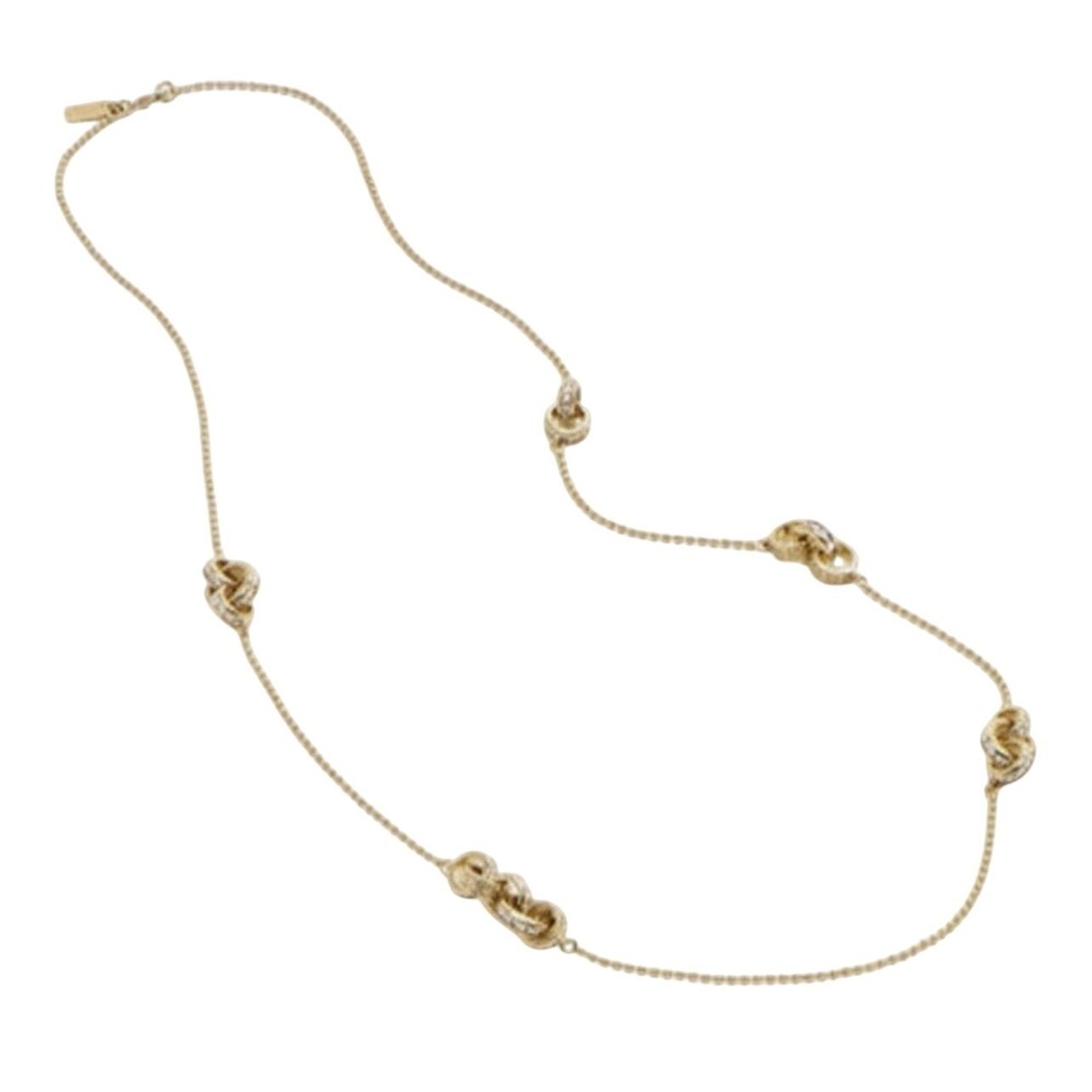 COACH PAVE RONDELL LINK NECKLACE 96269 Channel Crystal Long 35" Gold Tone Hoop